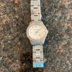 Michael Kors silver watch w/ diamonds